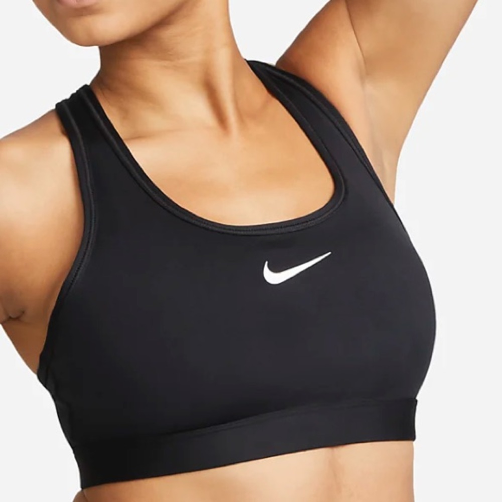 NWOT Nike Womens Dri-FIT Sports Bra Swoosh Removable Padding in Black M Medium